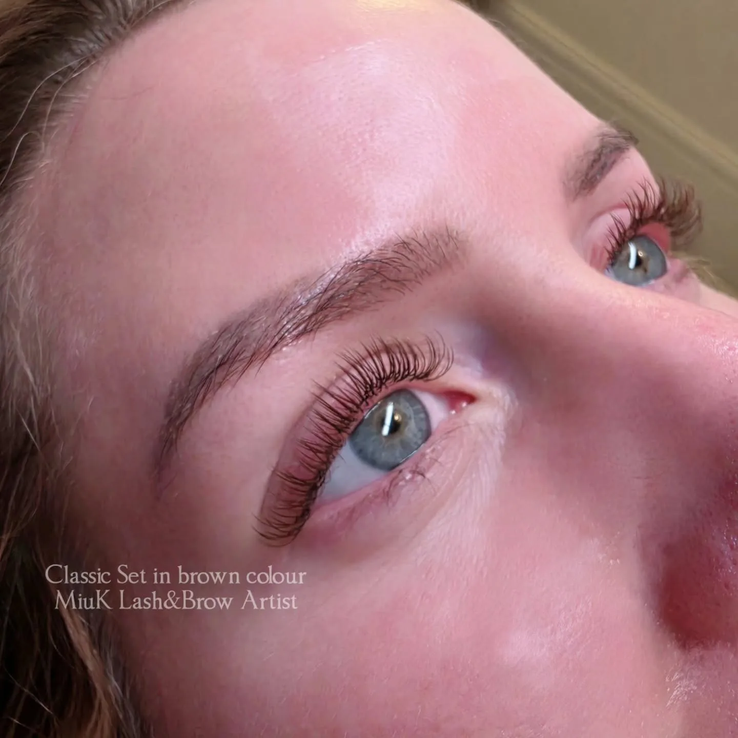 Classic set in brown colour — close-up eye angle